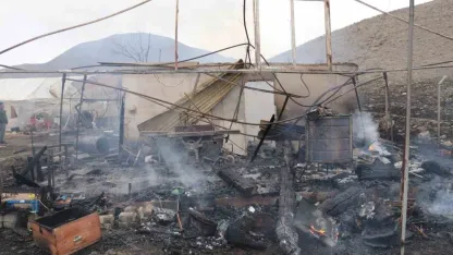 Oltu’da korkutan yangın: Arı kovanları yandı