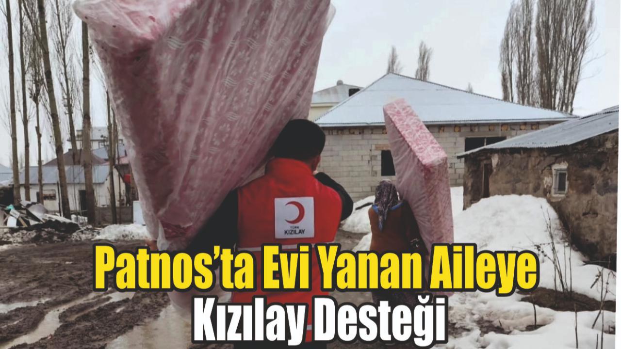 Patnos’ta Evi Yanan Aileye Kızılay Desteği