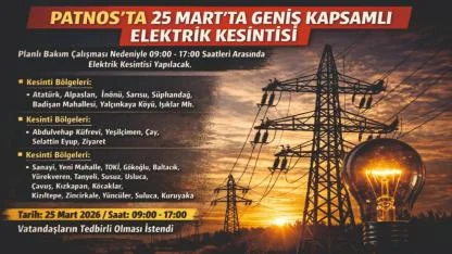 Patnos’ta Geniş Kapsamlı Elektrik Kesintisi Uyarısı