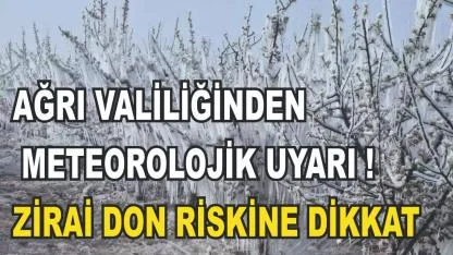 Ağrı Valiliği Olumsuz Hava Şartlarına Karşı Uyardı