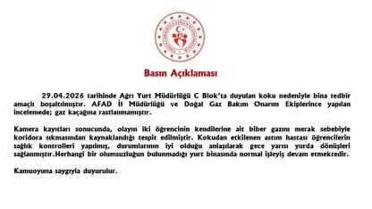 Ağrı’da yurtta panik yaratan koku: Biber gazı olduğu ortaya çıktı