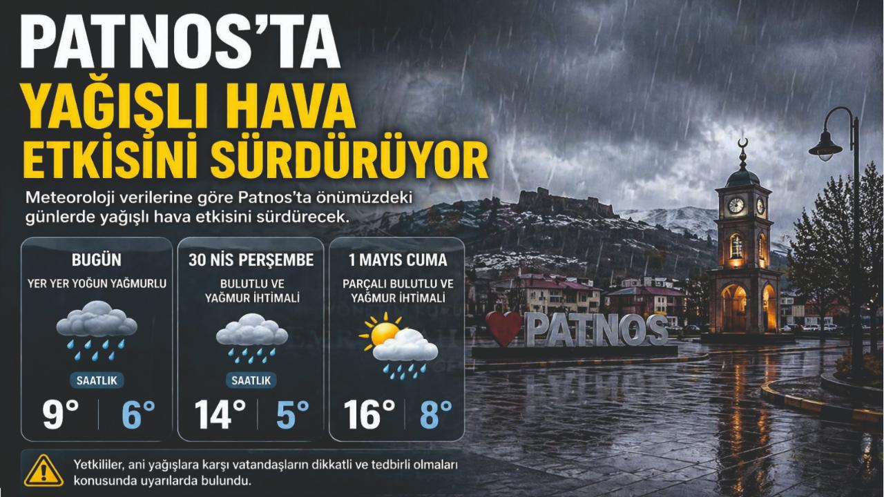Patnos’ta Yağışlı Hava Etkisini Sürdürecek
