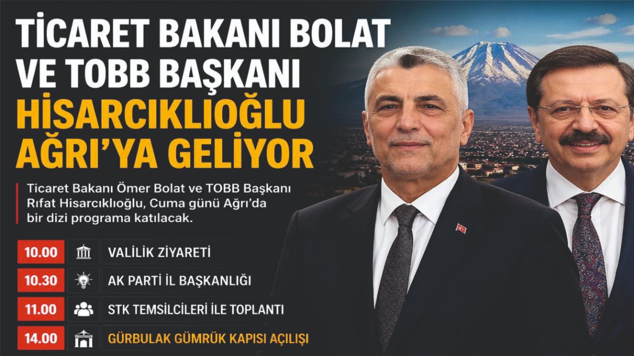 Ticaret Bakanı Bolat ve TOBB Başkanı Hisarcıklıoğlu Ağrı’ya Geliyor
