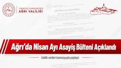 Ağrı Valiliği Nisan Ayı Asayiş Bültenini Açıkladı