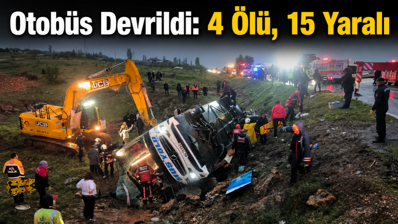 Malatya’da Yolcu Otobüsü Şarampole Devrildi: 4 Ölü, 15 Yaralı