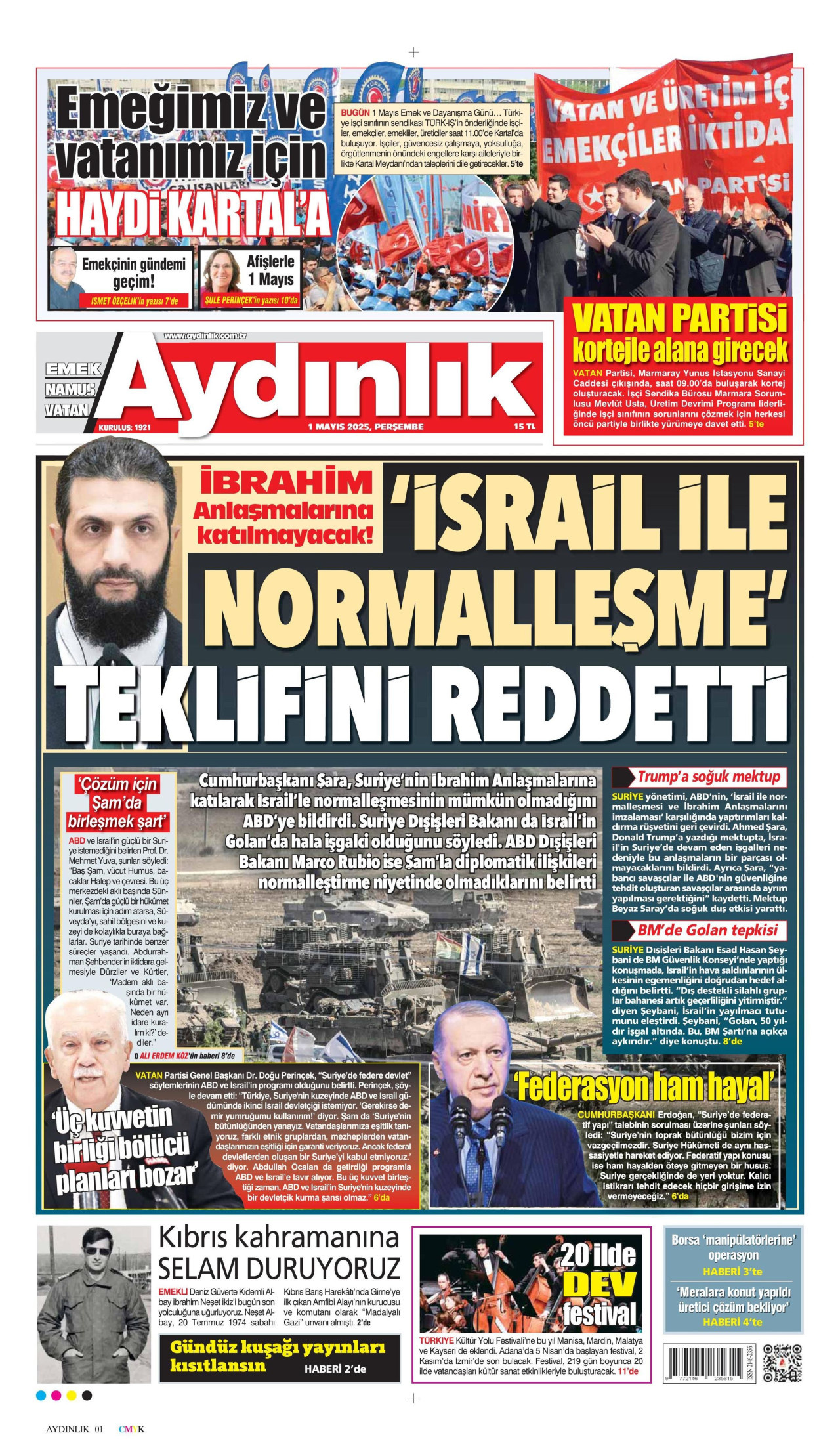 AYDINLIK GAZETESİ Gazete Manşeti
