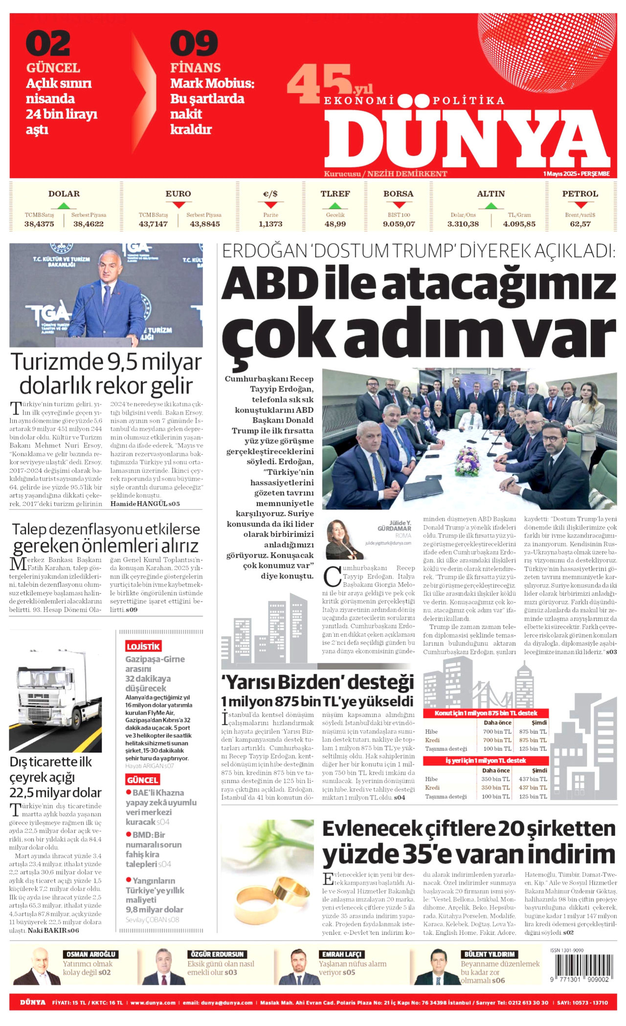 DÜNYA Gazete Manşeti