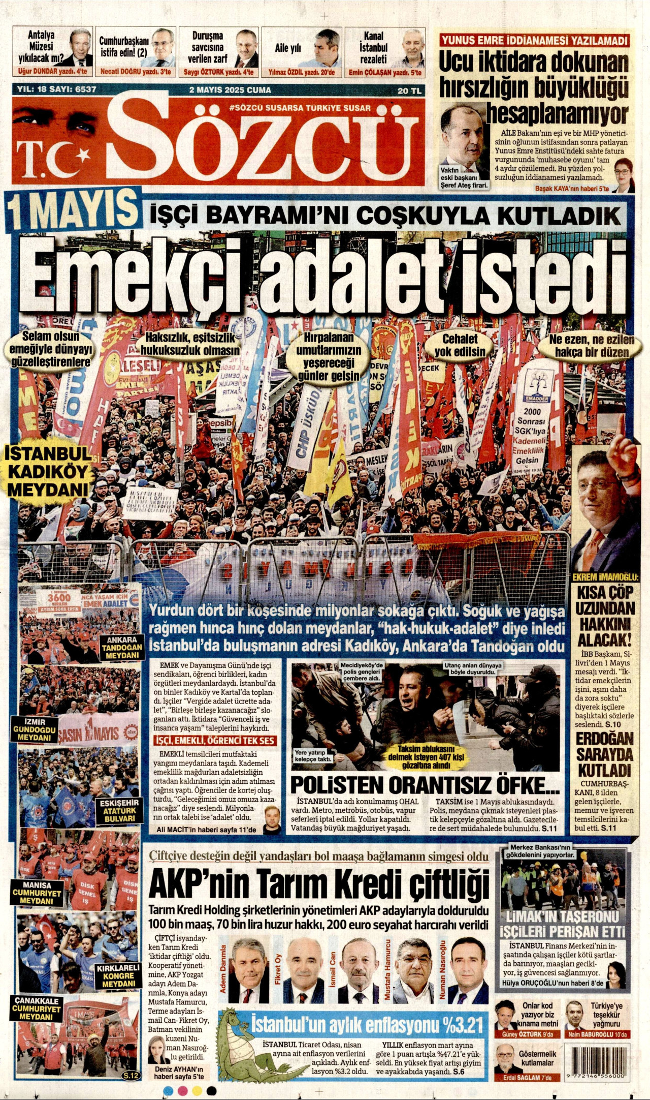 SÖZCÜ Gazete Manşeti