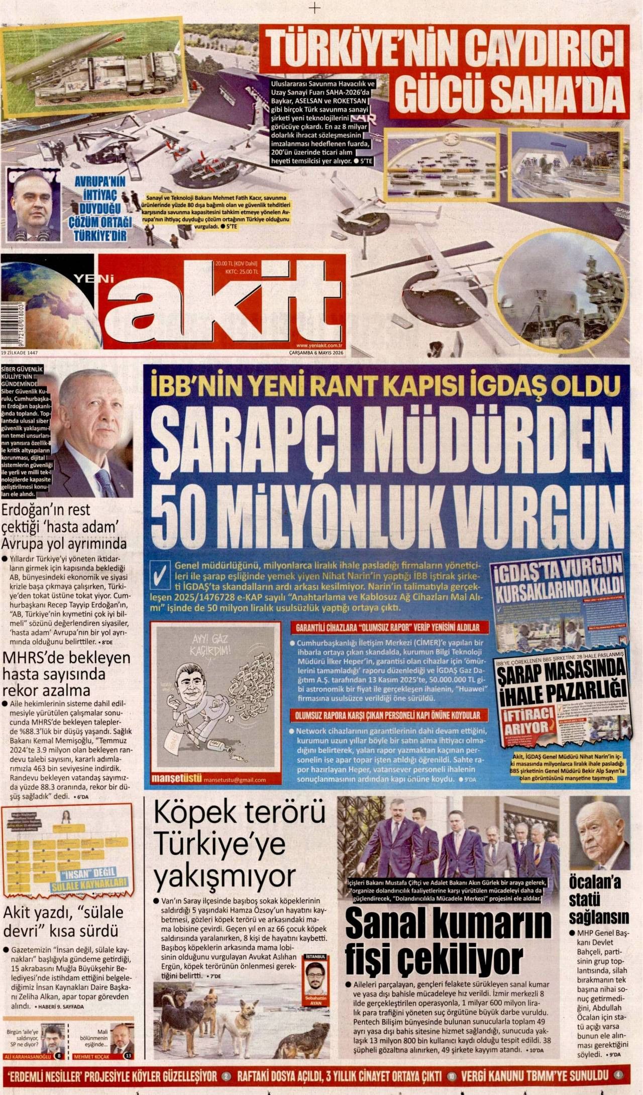Yeni Akit Gazetesi Gazete Manşeti