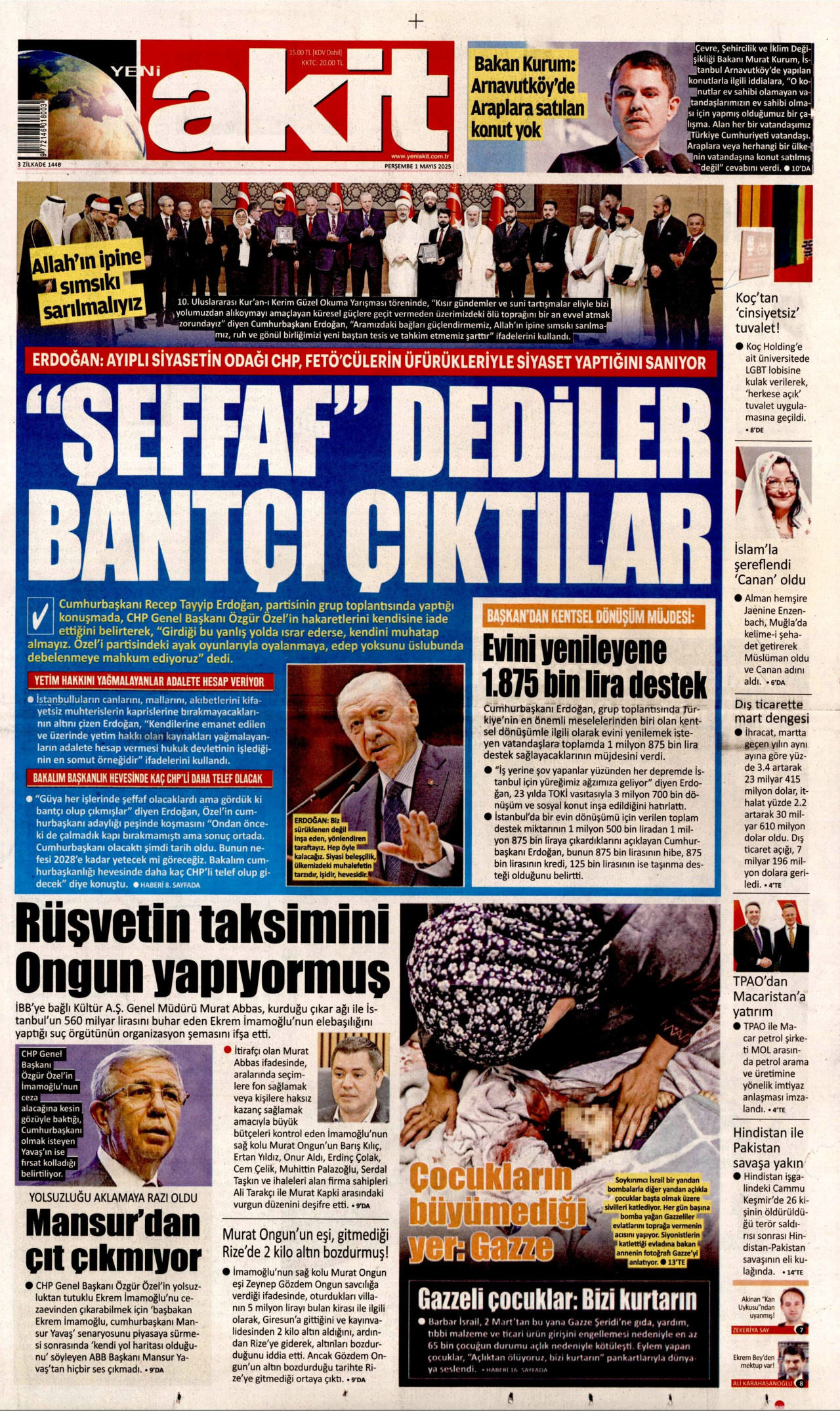YENİ AKİT Gazete Manşeti