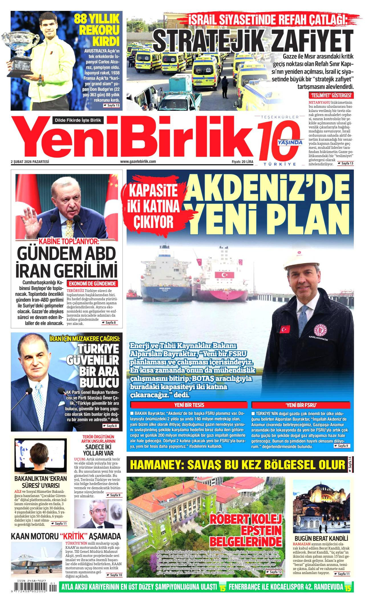 Yeni Birlik Gazete Manşeti