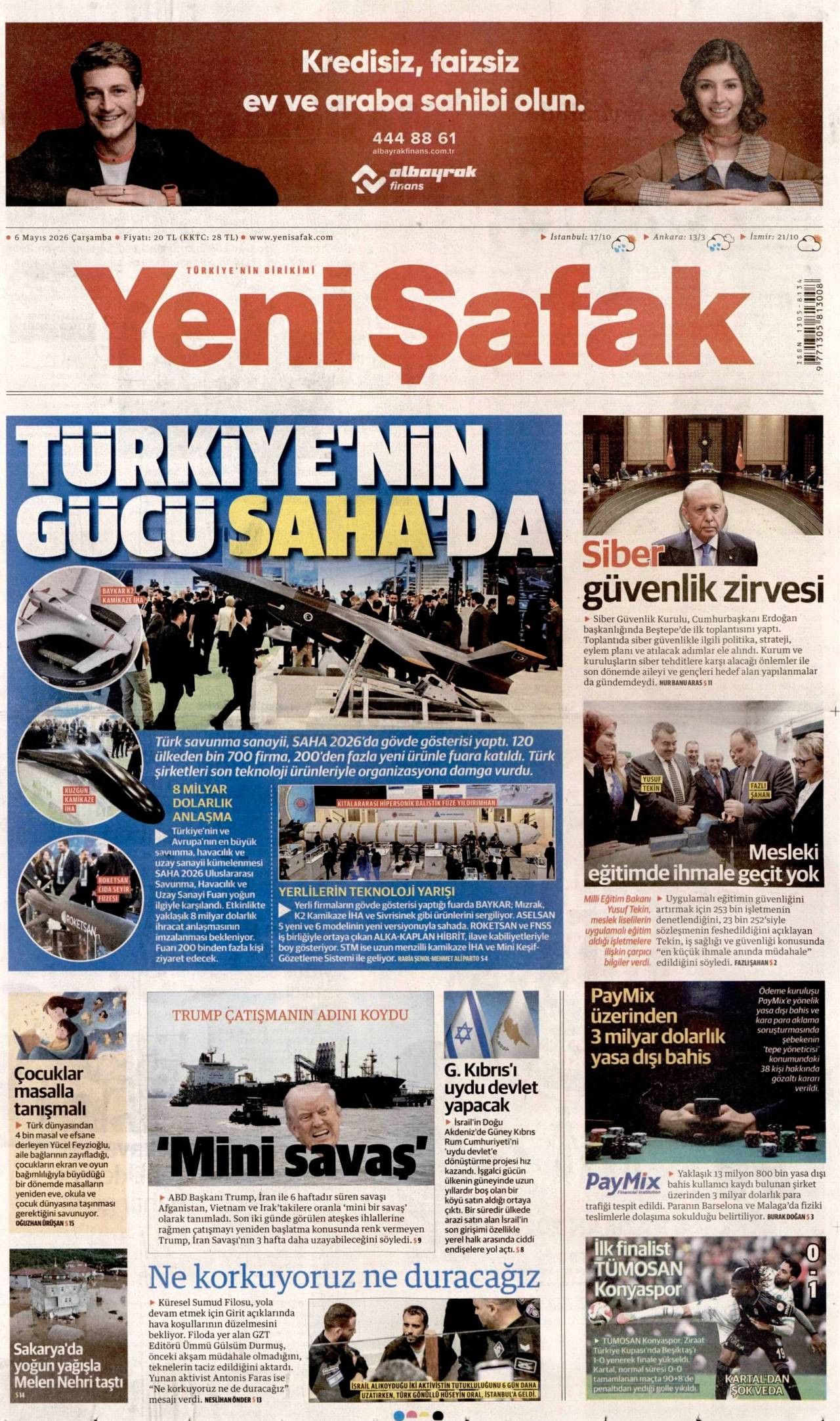 Yeni Şafak Gazetesi Gazete Manşeti