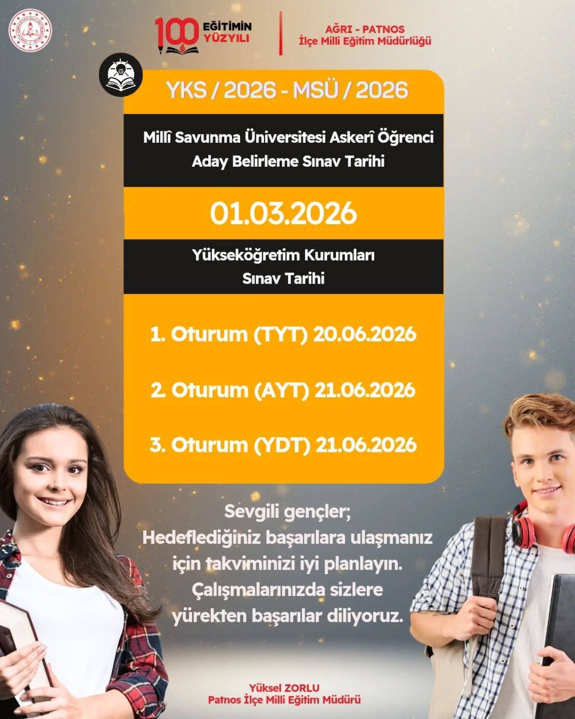 Patnos MEM açıklanan 2026 Sınav Tarihlerini Kamuoyu İle Paylaştı