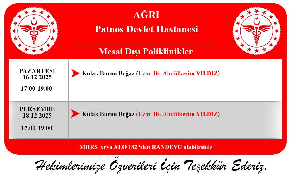 Patnos’ta Akşam Poliklinik Hizmeti Başlıyor