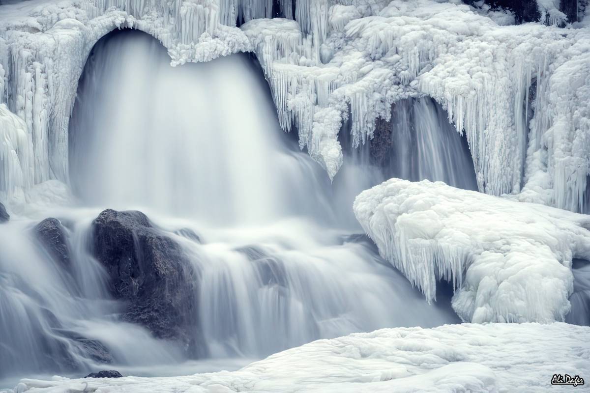 Muradiye Şelalesi Kış Manzarasıyla Hayran Bıraktı