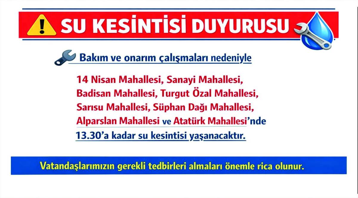 Patnos Belediyesi’nden Su Kesintisi Uyarısı: Vatandaşlar Önceden Bilgilendirildi