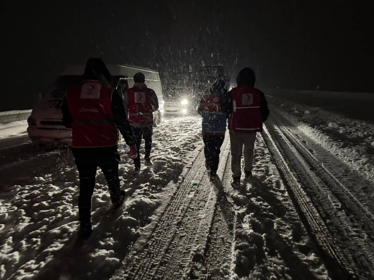 Yoğun kar yağışı Diyadin İpek Geçidi’nde trafiği durdurdu