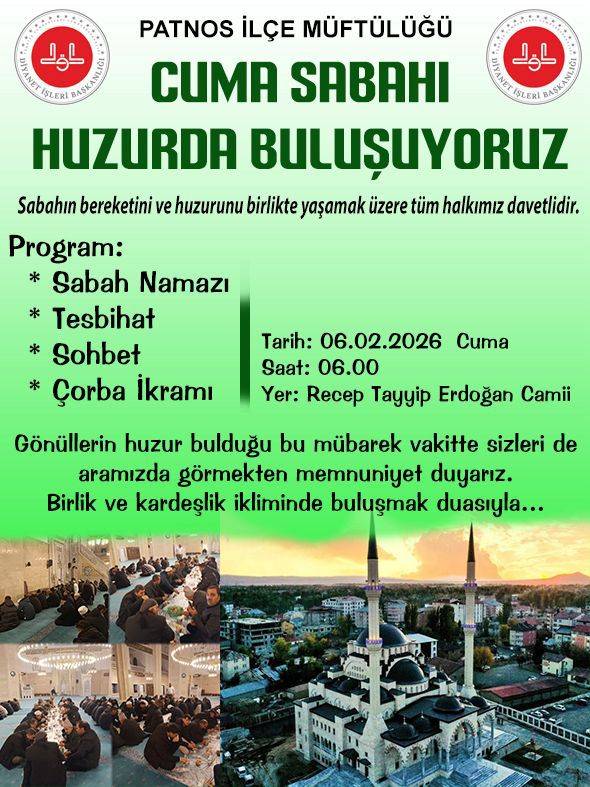 Patnos İlçe Müftülüğünden Sabah Namazı Çağrısı