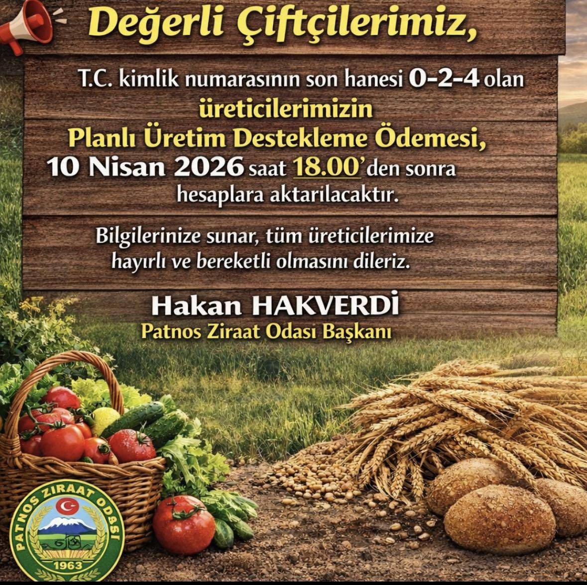 Patnos’ta Çiftçilere Müjde: Destek Ödemeleri Yatıyor